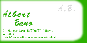 albert bano business card